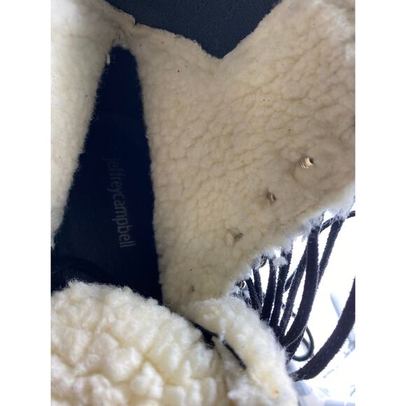 Jeffrey Campbell Culvert Black Suede Sherpa lining Combat Boot - Black 5.5 - Picture 8 of 9
